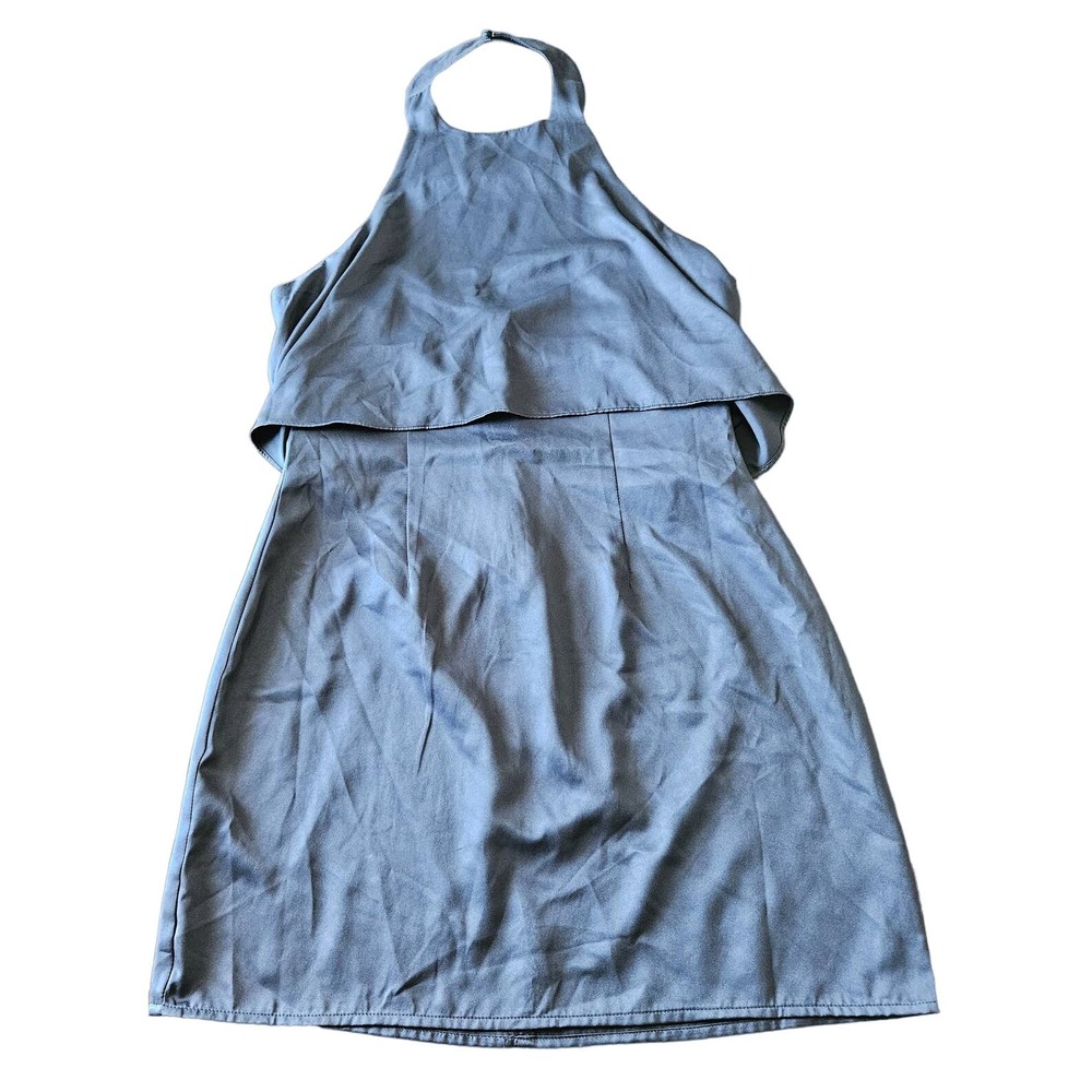 Modern Citizen Women's Navy Blue Satin Halter‎ Neck Mini Dress. Size M